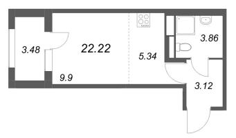 Студия № 65 Корп.: 2.2 , Секция 3  в ЖК Дубровский