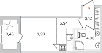 Студия № 182 Корп.: 2.2 , Секция 8  в ЖК Дубровский