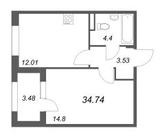 1 ккв № 81 Корп.: 2.4 , Секция 4  в ЖК Дубровский