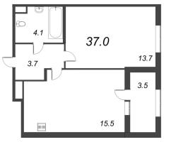 2 ккв (Евро) № 151 Корп.: 1.1 , Секция 7  в ЖК Дубровский