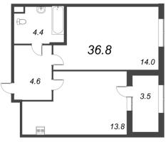 1 ккв № 182 Корп.: 1 , Секция 8  в ЖК Дубровский