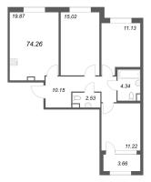 4 ккв (Евро) № 85 Корп.: 2.1 , Секция 4  в ЖК Дубровский