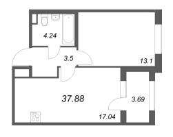 2 ккв (Евро) № 151 Корп.: 2.4 , Секция 7  в ЖК Дубровский