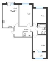 4 ккв (Евро) № 89 Корп.: 1.3 , Секция 4  в ЖК Дубровский