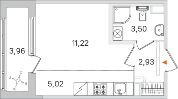 Студия № 5 Корп.: 2.2 , Секция 1  в ЖК Дубровский