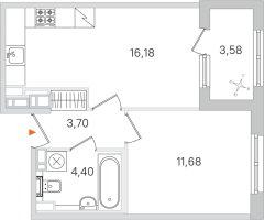 2 ккв (Евро) № 165 Корп.: 3.2 , Секция 8  в ЖК Дубровский