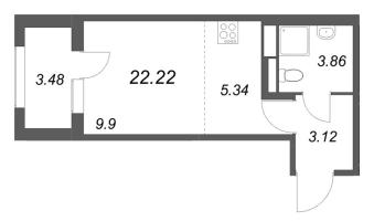 Студия № 165 Корп.: 2.2 , Секция 7  в ЖК Дубровский