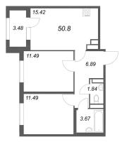 3 ккв (Евро) № 39 Корп.: 2.2 , Секция 2  в ЖК Дубровский