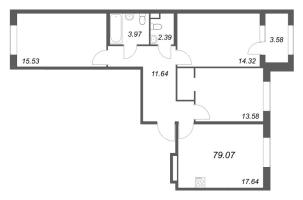 4 ккв (Евро) № 7 Корп.: 2.1 , Секция 1  в ЖК Дубровский