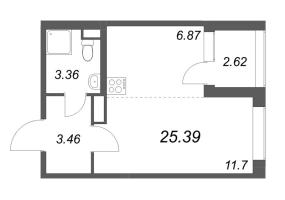 Студия № 164 Корп.: 2.4 , Секция 7  в ЖК Дубровский