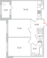3 ккв (Евро) № 41 Корп.: 3.2 , Секция 2  в ЖК Дубровский