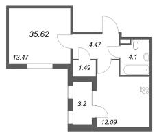 1 ккв № 125 Корп.: 2.2 , Секция 6  в ЖК Дубровский
