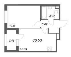 2 ккв (Евро) № 54 Корп.: 2.4 , Секция 3  в ЖК Дубровский