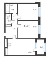 3 ккв (Евро) № 141 Корп.: 2.3 , Секция 6  в ЖК Дубровский