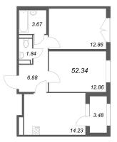 2 ккв № 166 Корп.: 2.2 , Секция 7  в ЖК Дубровский