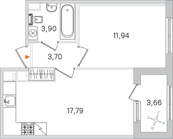 2 ккв (Евро) № 130 Корп.: 2.2 , Секция 6  в ЖК Дубровский