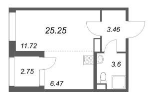 Студия № 152 Корп.: 2.1 , Секция 6  в ЖК Дубровский