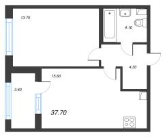 2 ккв (Евро) № 105 Корп.: 1.2 , Секция 5  в ЖК Дубровский