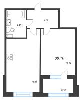 2 ккв (Евро) № 2 Корп.: 2.3 , Секция 1  в ЖК Дубровский