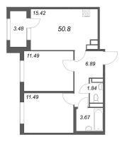 3 ккв (Евро) № 191 Корп.: 2.2 , Секция 8  в ЖК Дубровский
