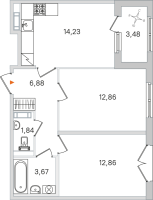 2 ккв № 43 Корп.: 2.2 , Секция 2  в ЖК Дубровский