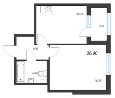 1 ккв № 2 Корп.: 1.4 , Секция 1  в ЖК Дубровский