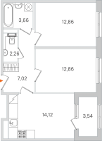 2 ккв № 179 Корп.: 3.2 , Секция 9  в ЖК Дубровский