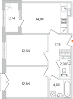 2 ккв № 216 Корп.: 3.2 , Секция 10  в ЖК Дубровский