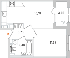 2 ккв (Евро) № 70 Корп.: 3.2 , Секция 3  в ЖК Дубровский