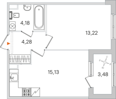 2 ккв (Евро) № 128 Корп.: 2.2 , Секция 6  в ЖК Дубровский