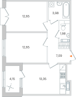 2 ккв № 145 Корп.: 2.3 , Секция 6  в ЖК Дубровский