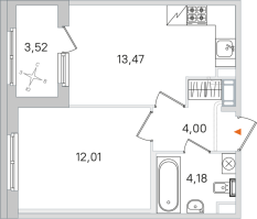 1 ккв № 90 Корп.: 2.2 , Секция 4  в ЖК Дубровский