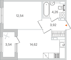1 ккв № 12 Корп.: 3.2 , Секция 1  в ЖК Дубровский