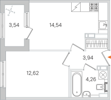 1 ккв № 13 Корп.: 3.2 , Секция 1  в ЖК Дубровский
