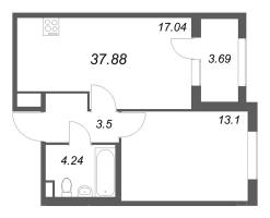 2 ккв (Евро) № 34 Корп.: 2.2 , Секция 2  в ЖК Дубровский