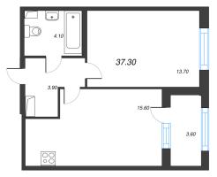 2 ккв (Евро) № 74 Корп.: 1.2 , Секция 3  в ЖК Дубровский
