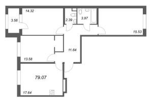 4 ккв (Евро) № 206 Корп.: 2.4 , Секция 9  в ЖК Дубровский
