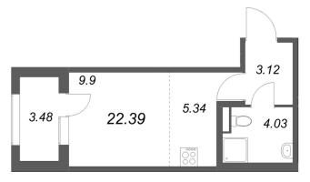 Студия № 30 Корп.: 2.2 , Секция 2  в ЖК Дубровский