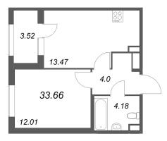 1 ккв № 97 Корп.: 2.2 , Секция 4  в ЖК Дубровский