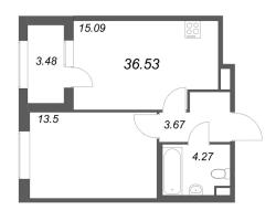 2 ккв (Евро) № 180 Корп.: 2.4 , Секция 8  в ЖК Дубровский