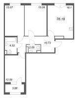 4 ккв (Евро) № 237 Корп.: 2.2 , Секция 10  в ЖК Дубровский