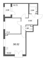 3 ккв (Евро) № 4 Корп.: 2.4 , Секция 1  в ЖК Дубровский