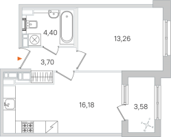 2 ккв (Евро) № 181 Корп.: 3.2 , Секция 9  в ЖК Дубровский