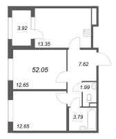 2 ккв № 135 Корп.: 2.1 , Секция 6  в ЖК Дубровский