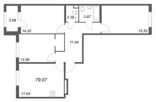 4 ккв (Евро) № 209 Корп.: 2.2 , Секция 9  в ЖК Дубровский