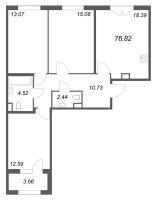 4 ккв (Евро) № 233 Корп.: 2.2 , Секция 10  в ЖК Дубровский
