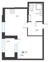 Студия № 112 Корп.: 2.3 , Секция 5  в ЖК Дубровский