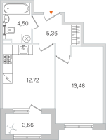 1 ккв № 228 Корп.: 3.2 , Секция 11  в ЖК Дубровский