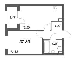 2 ккв (Евро) № 6 Корп.: 2.4 , Секция 1  в ЖК Дубровский