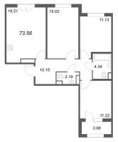 4 ккв (Евро) № 113 Корп.: 2.2 , Секция 5  в ЖК Дубровский